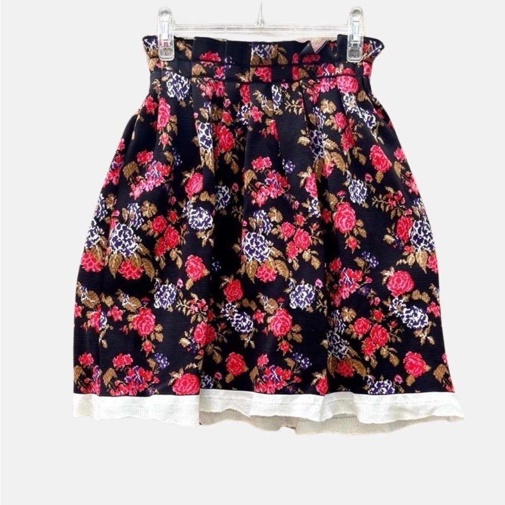 MSGM Milano Women's Black Floral Jacquard Knit Skirt Size Small S
